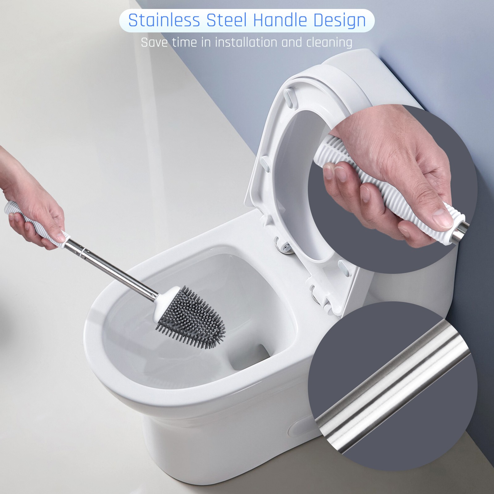 Toilet Brush and Holder,Compact Size Toilet Bowl Brush with